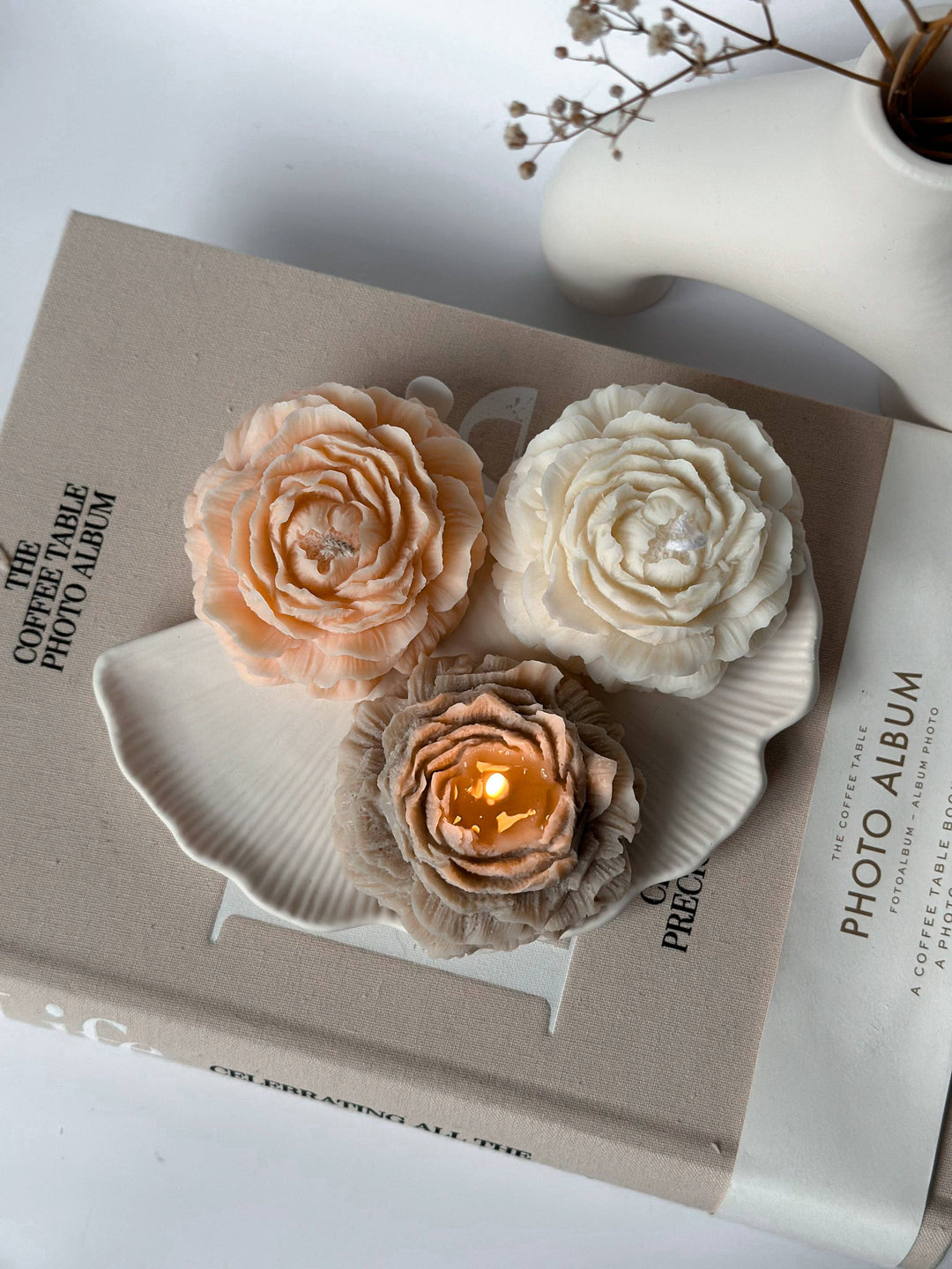 Vela de flor de peonía: Créme