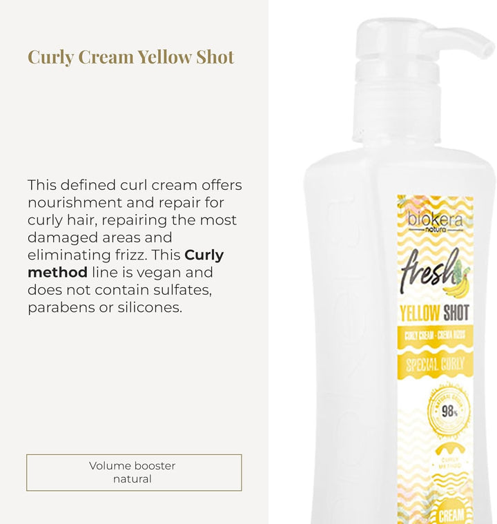 SALERM - Activador de Rizos en Crema - Curly Cream Yellow Shot - 300 ml - Biokera Fresh - Rizos Definidos - Hidratación Profunda del Cabello - Elimina el Encrespamiento - Sin Sulfatos ni Parabenos