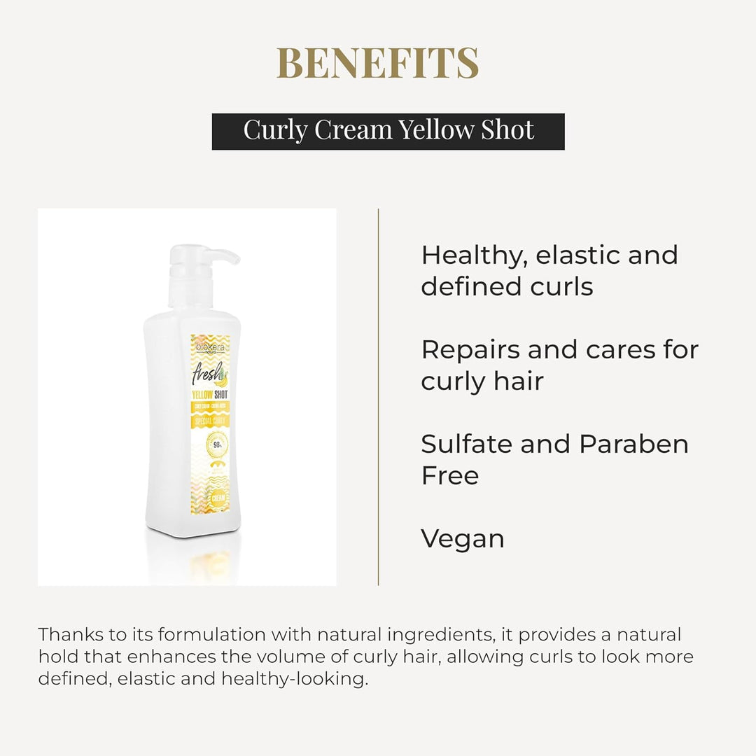 SALERM - Activador de Rizos en Crema - Curly Cream Yellow Shot - 300 ml - Biokera Fresh - Rizos Definidos - Hidratación Profunda del Cabello - Elimina el Encrespamiento - Sin Sulfatos ni Parabenos