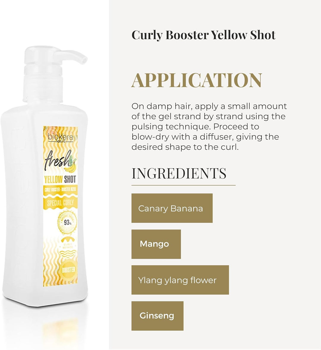 SALERM - Gel Activador de Rizos - Curly Booster Yellow Shot - 300 ml - Biokera Fresh - Rizos Definidos - Hidratación Profunda del Cabello - Fijación Natural - Sin Sulfatos ni Parabenos - Vegano