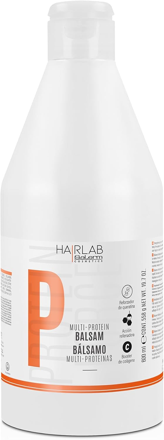 SALERM - Acondicionador Cabello - Bálsamo Multi-Proteínas Hair Lab - 600 ml - Repone la Falta de Queratina Natural - Proporciona Cuerpo a la Melena - Fortalece y Repara el Cabello - Sin Parabenos
