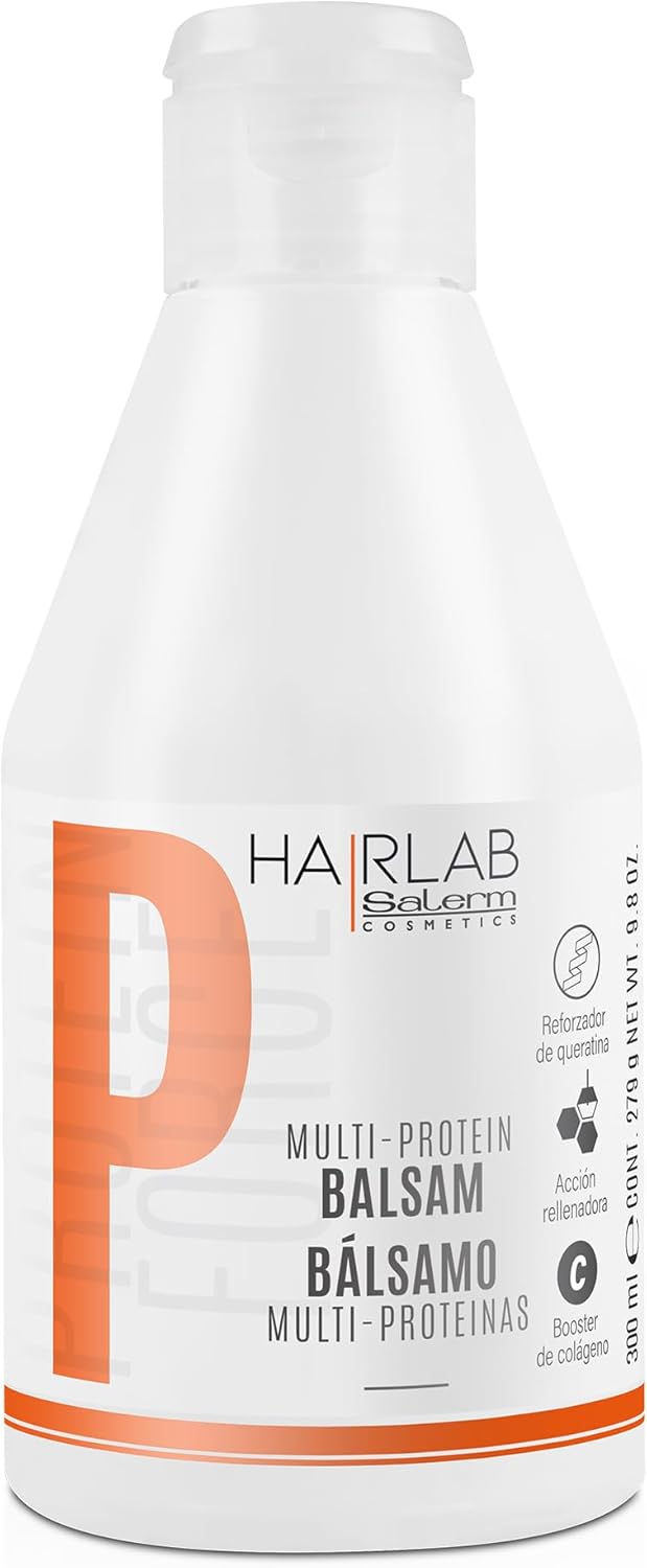 SALERM - Acondicionador Cabello - Bálsamo Multi-Proteínas Hair Lab - 300 ml - Repone la Falta de Queratina Natural - Proporciona Cuerpo a la Melena - Fortalece y Repara el Cabello - Sin Parabenos
