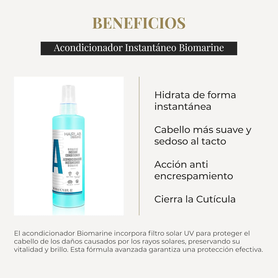SALERM - Acondicionador Pelo sin Aclarado - Biomarine Hair Lab - 200 ml - Hidrata y Desenreda el Cabello - Cierra la Cutícula - Extracto de Algas Marinas y Ácido Hialurónico - Sin Parabenos