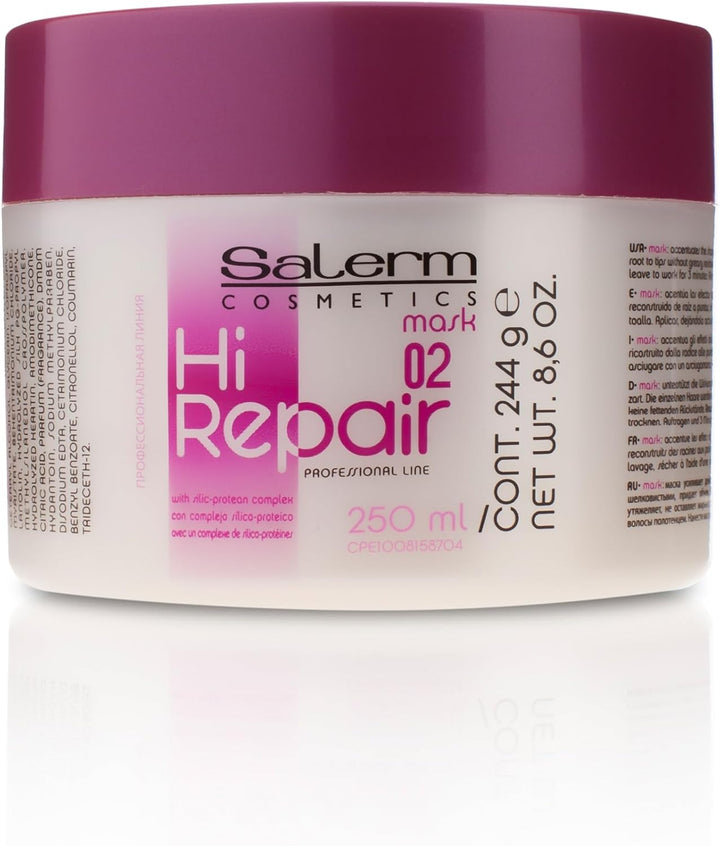 SALERM - Mascarilla Reparadora Cabello - Hi Repair Mask 02-250 ml - Hidratación Profunda Cabello Dañado - Repara y Rejuvenece - Melena más Brillante y Suave - Efecto Inmediato