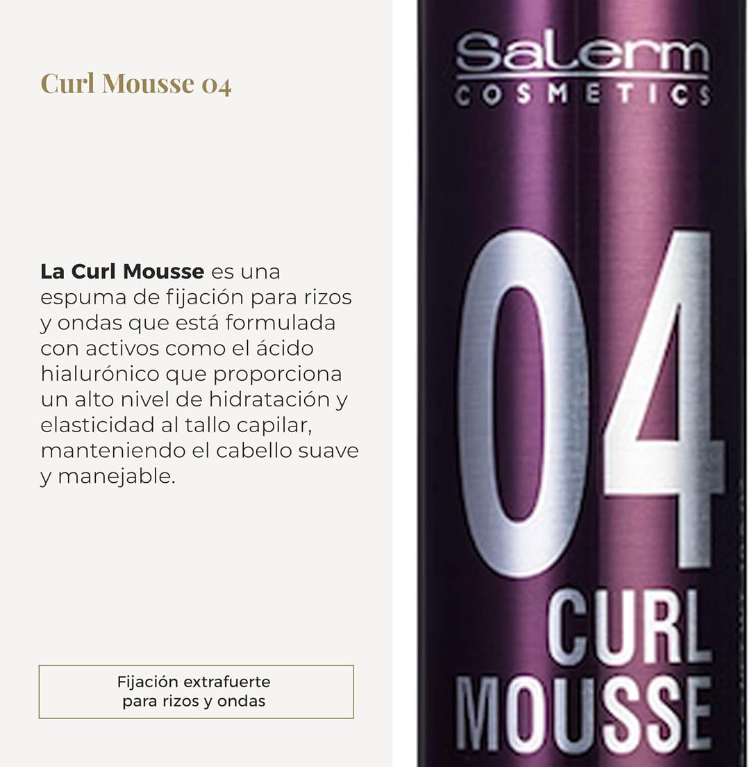 SALERM - Espuma Pelo Rizado - Pro Line Curl Mousse - 300 ml - Rizos más Definidos y Flexibles - Fijación Extrafuerte - Efecto Antihumedad - Protección del Color