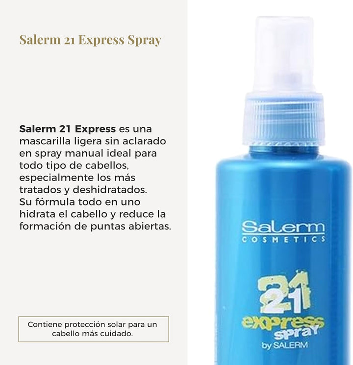 SALERM - Mascarilla sin Aclarado - 21 Express Spray - 190 ml - con Proteína de Seda - Repara el Pelo Dañado - Hidrata el Cabello - con Protector Térmico para el Pelo - Frizz Control