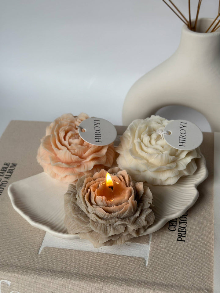 Vela de flor de peonía: Beige