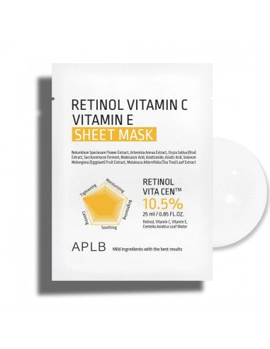 APLB - Retinol Vitamin C Vitamin E Sheet Mask - 1szt/25ml, Retinol Vitamin C Vitamin E