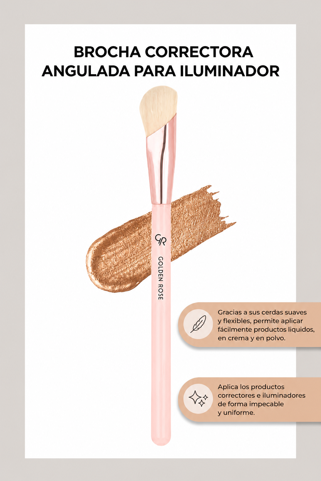 Brocha Angular Corrector e Iluminador - Nude- Angled Concealer &amp; Highlighter Brush