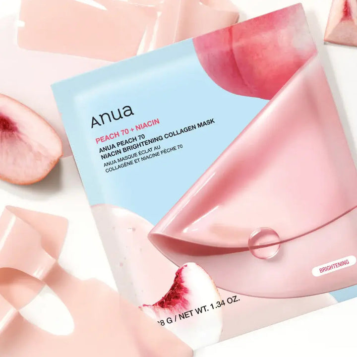 Anua - Peach 70 Niacin Brightening Collagen Mask - Brightening Sheet mask with Collagen - 38g, Peach