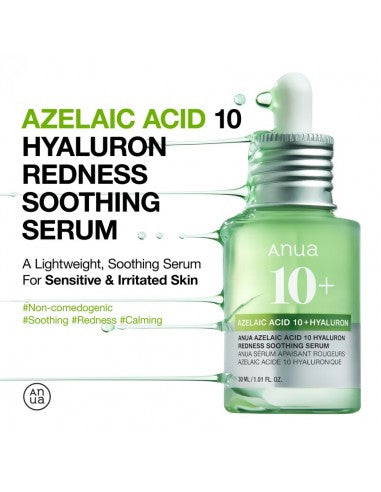 Anua - Azelaic Acid 10 Hyaluron Redness Soothing Serum - Serum with Azelaic Acid and Hyaluronic Acid - 30ml