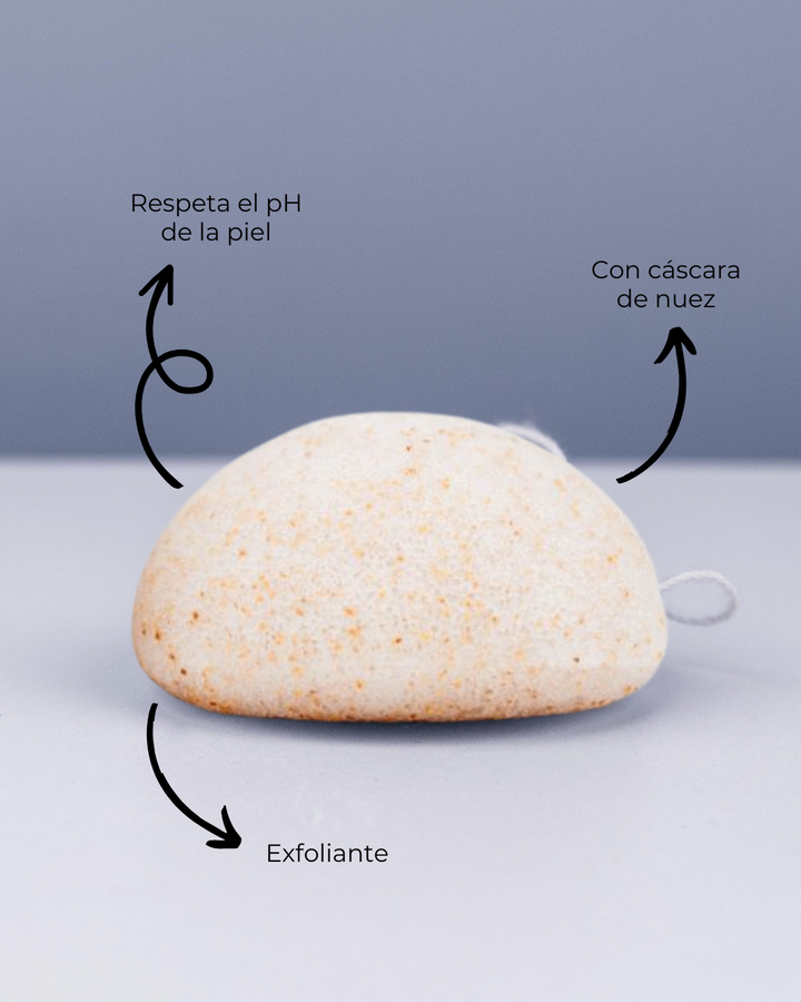 Esponja Konjac Facial Exfoliante con Nuez