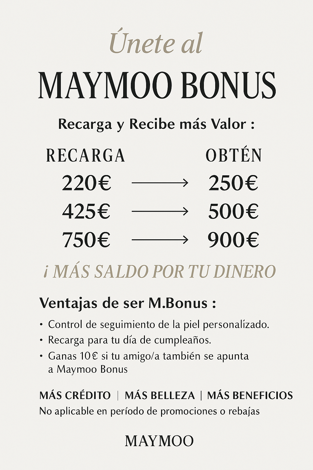 Maymoo Bonus | Recarga 750€ obtén 900€