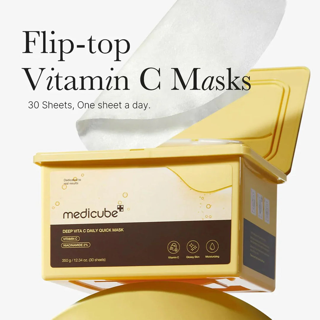 Medicube - Deep Vita C Daily Quick Mask - Brightening Face Mask Set in a Sheet - 30pcs/300g