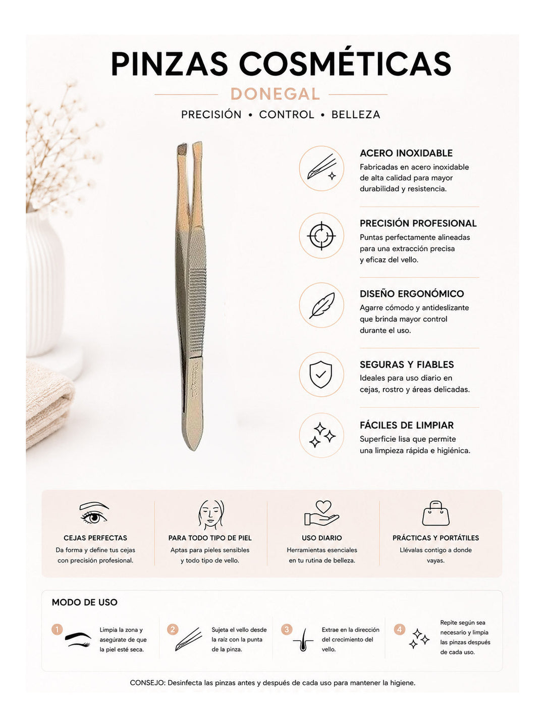 Pinzas para Cejas – Precisión Profesional