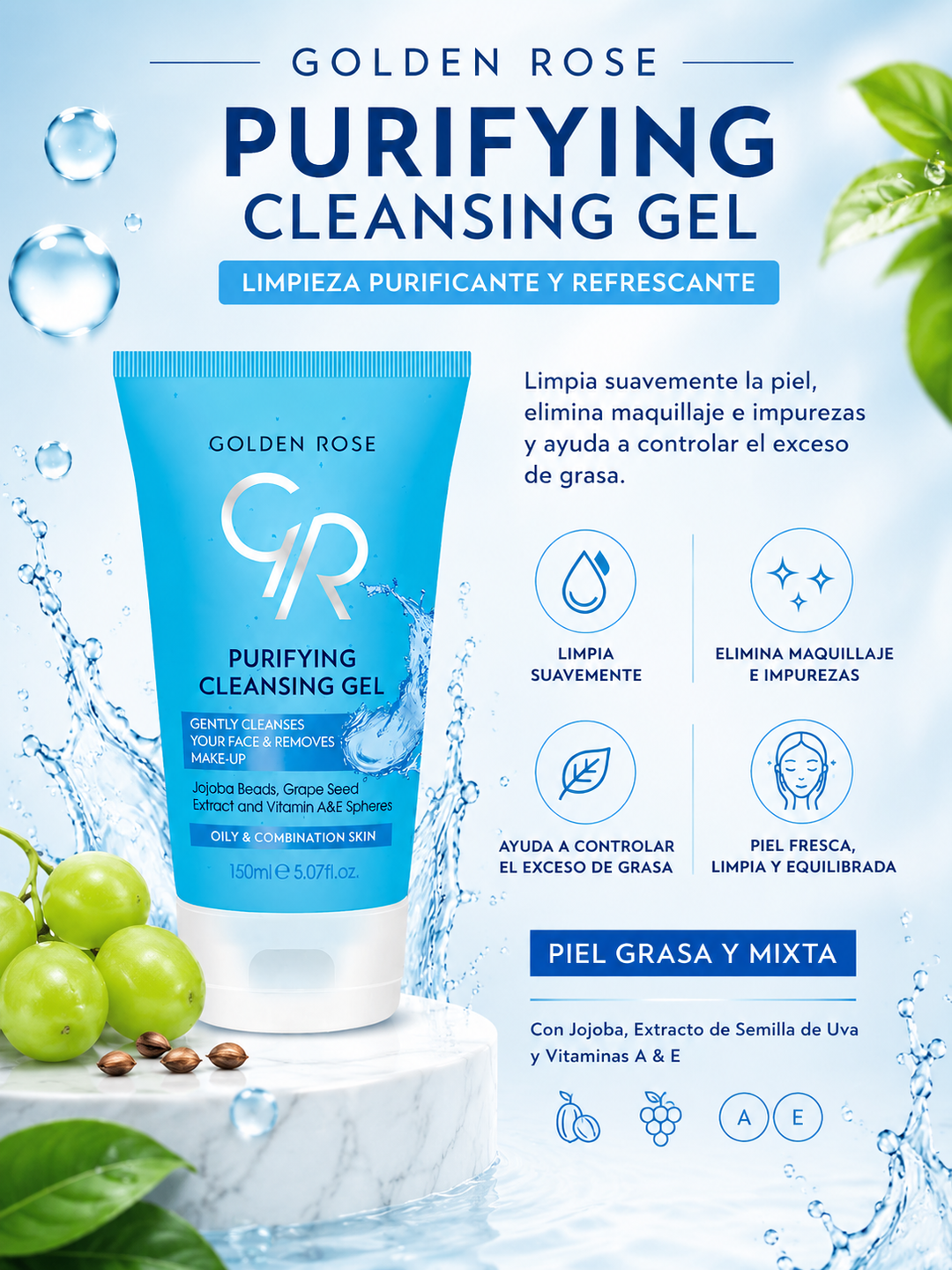 Purifying Cleansing Gel – Gel Purificante Facial para Piel Grasa y Mixta