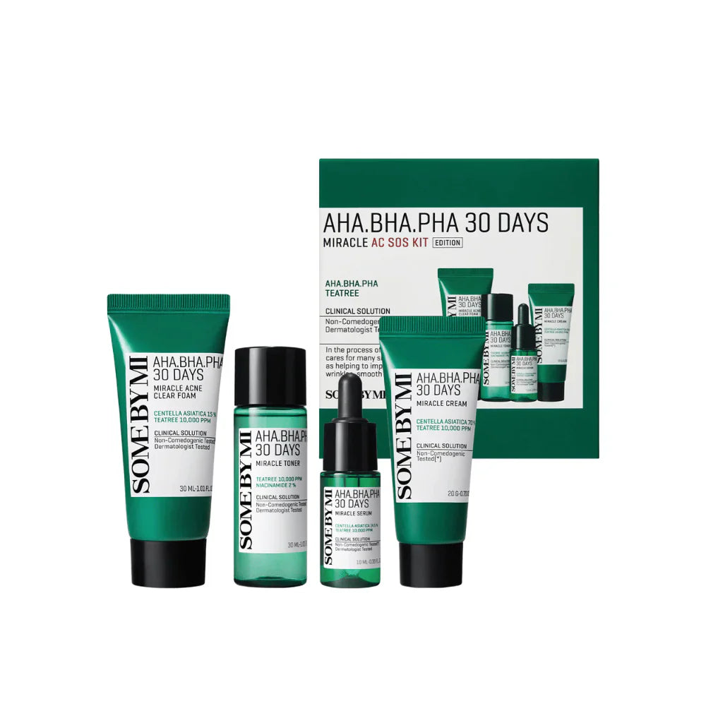 Some By Mi - AHA BHA PHA 30 Days Miracle AC SOS Kit - Acne Skin Cosmetics Kit - 30ml+30ml+10ml+20g