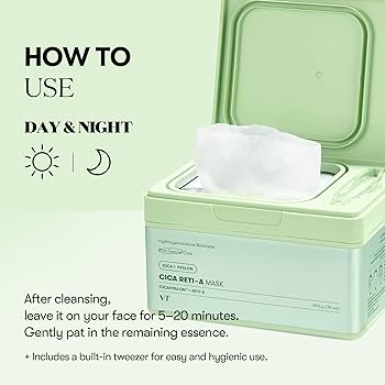 VT Cosmetics - CICA Reti-A Mask - Moisturizing and Exfoliating Face Mask Set in a Sheet - 30pcs/350g