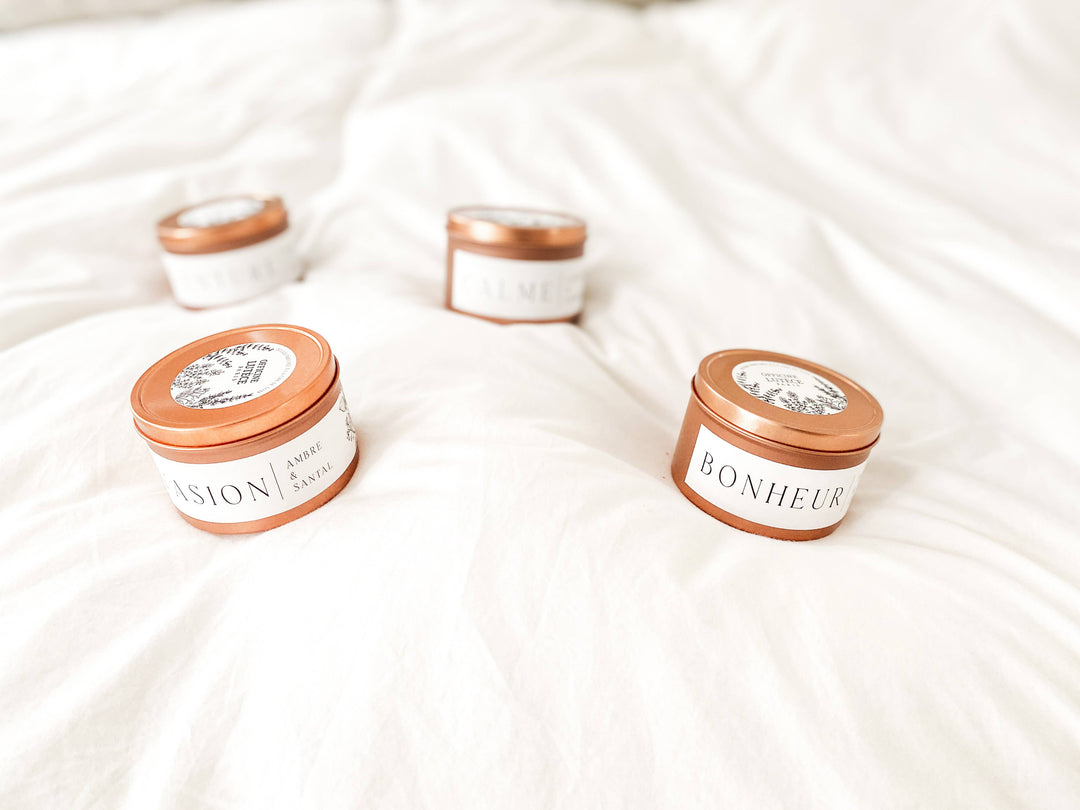 Vela perfumada «Calm», lavanda y manzanilla, oro rosa