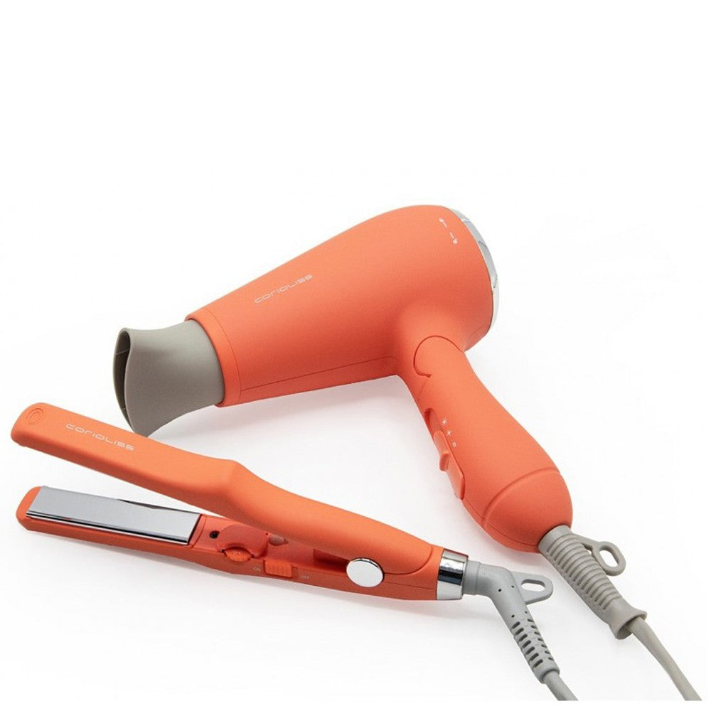 Corioliss - Coral Travel Kit | Kit de Viaje Plancha de Pelo + Secador