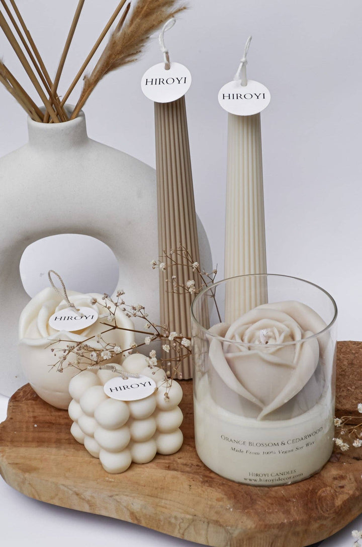 Vela aromática de rosas beige: Limón y Lavanda