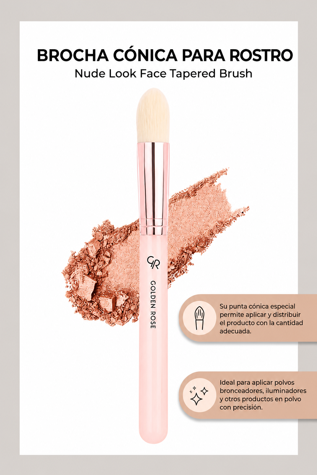 Brocha Facial Cónica  – Precisión y Difuminado - Nude Look Face Tapered Brush