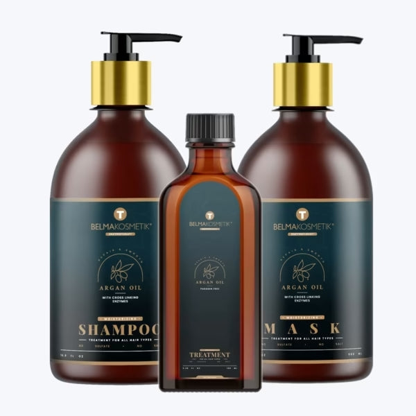 Belma kosmetik-Pack argan -Champú 500+Mascarilla 500+Serum oil 100