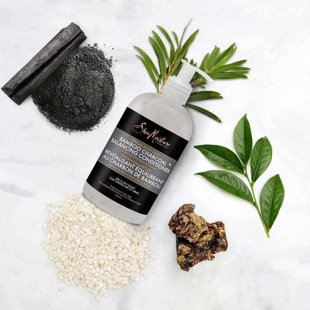 Shea Moisture - Acondicionador de Limpieza Profunda African Black Soap Bamboo Charcoal 384 ml